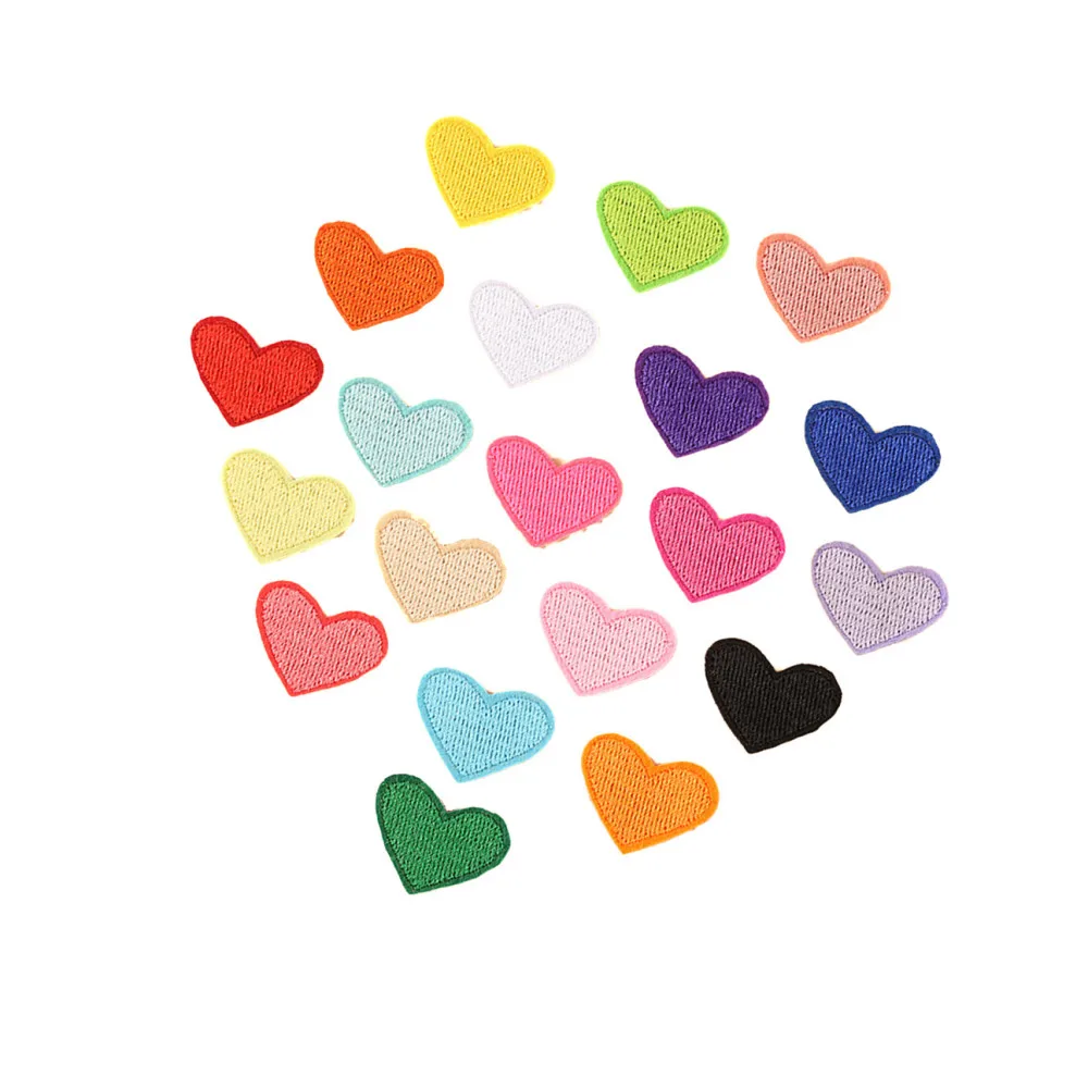 

20pcs Heart Love Shape Iron On Patches Embroidered Patch Stickers DIY Appliques for Clothes Backpack Handbag Badges(Random Color
