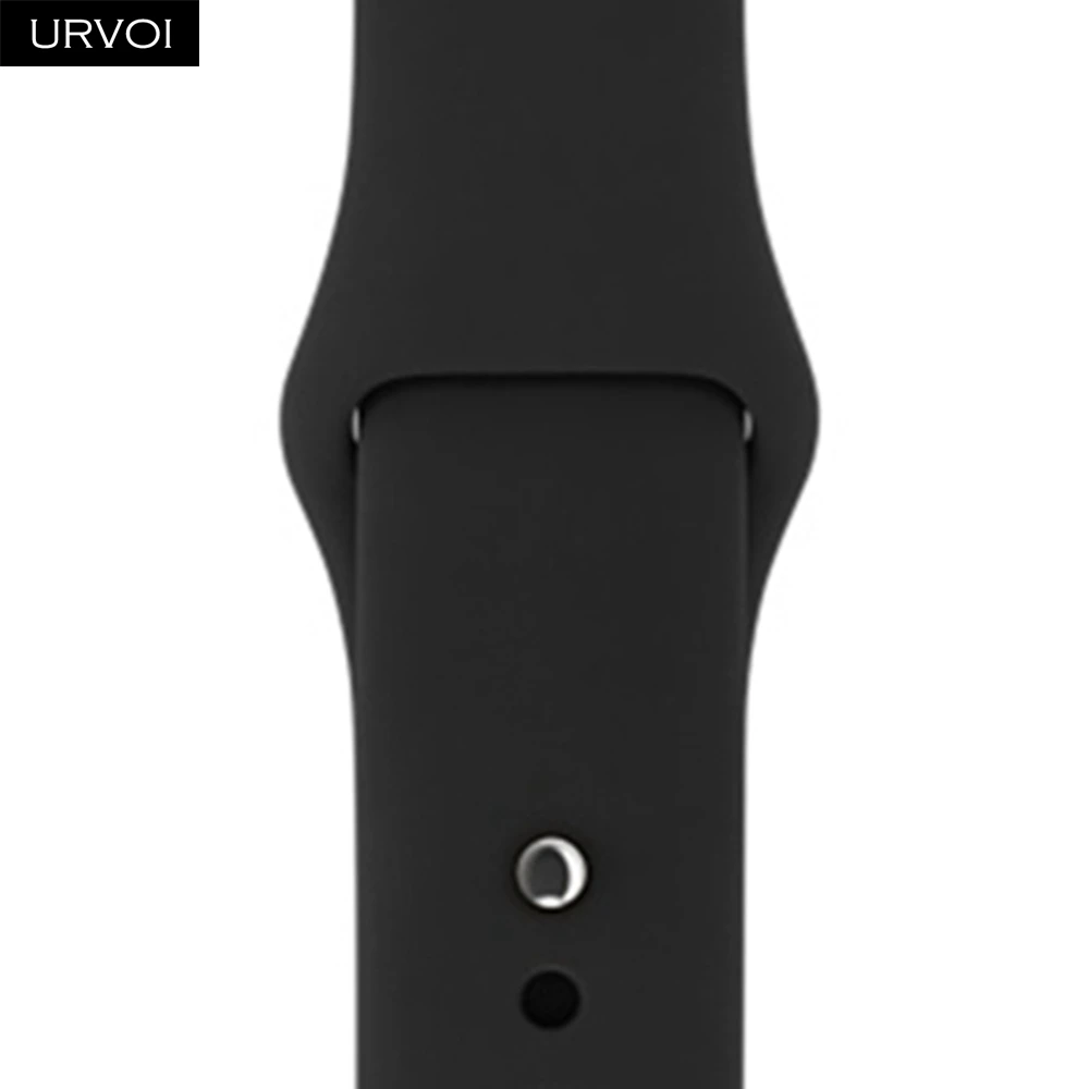 Black Спортивный ремешок URVOI для apple watch 5, 4, 3, 2, 1, силиконовый ремешок для iWatch 40 мм, 44 мм, застежка на булавке и застежке, новинка, сосновый зеленый - Цвет ремешка: Black
