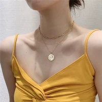 2021 latest fashion trend chic small multi layer coin necklace temperament wild clavicle chain necklace removable wholesale