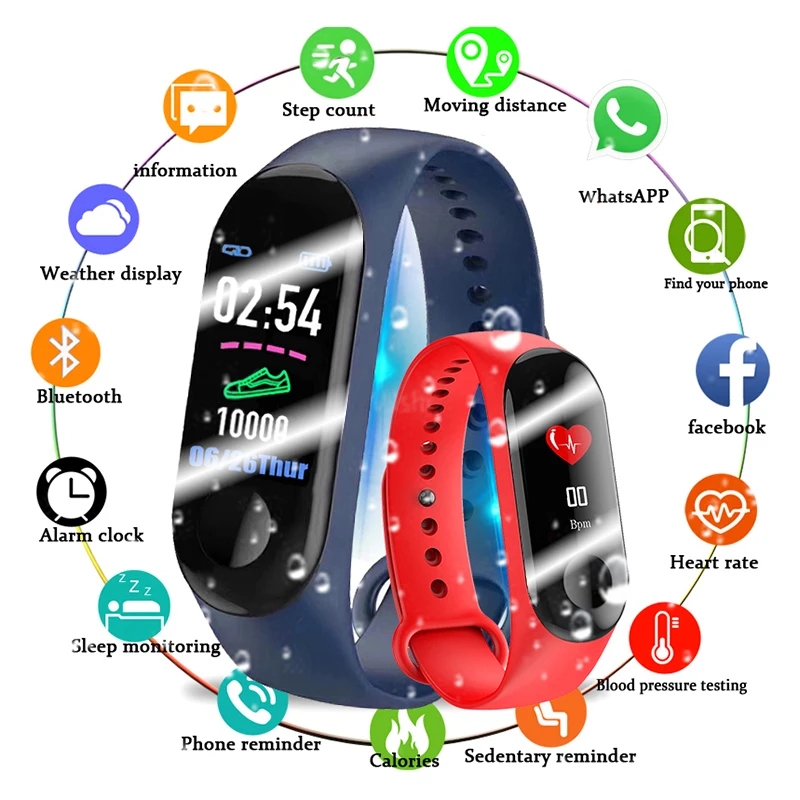 Смарт браслет M3 Smartband для фитнеса водонепроницаемый смарт с монитором кровяного