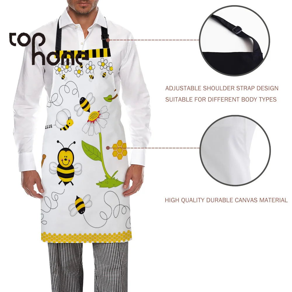 Кухонный Фартук Tophome с мультяшным принтом пчелы регулируемые фартуки без рукавов
