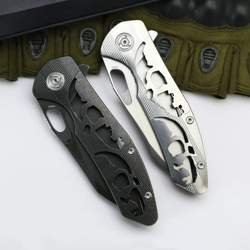 

CH3515 Flipper folding knife S35VN Blade ball bearings TC4 Titanium handle camping hunting pocket fruit Knives EDC tool