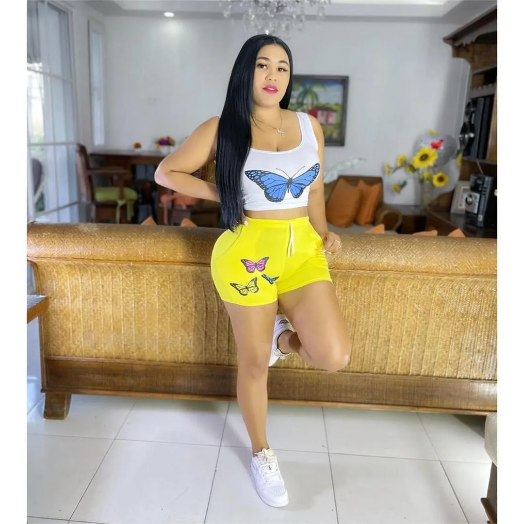 

Women's Spring and Summer New European and American Fashion Casual Printing Shorts Suit Summer