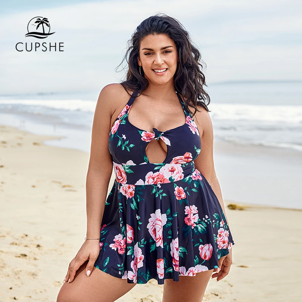 CUPSHE женский сплошной купальник с цветочным принтом и вырезом на шее большие