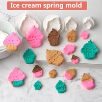 4pcs ice cream cake cookie plunger cutter fondant gum paste cupcake toppers mold biscuit christmas decorating tool