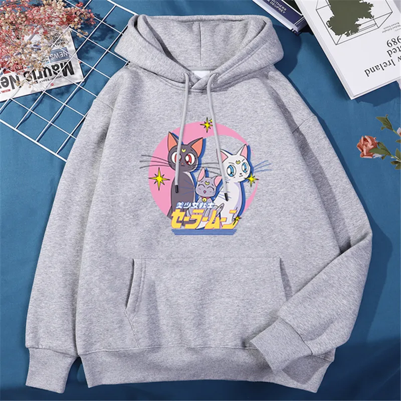 

Sailor Moon Cartoon Cute Print Streetwear Hip Hop Street Men's Hoodie Autumn Warm Hooded Fashion Cool Funny Hoodie Men