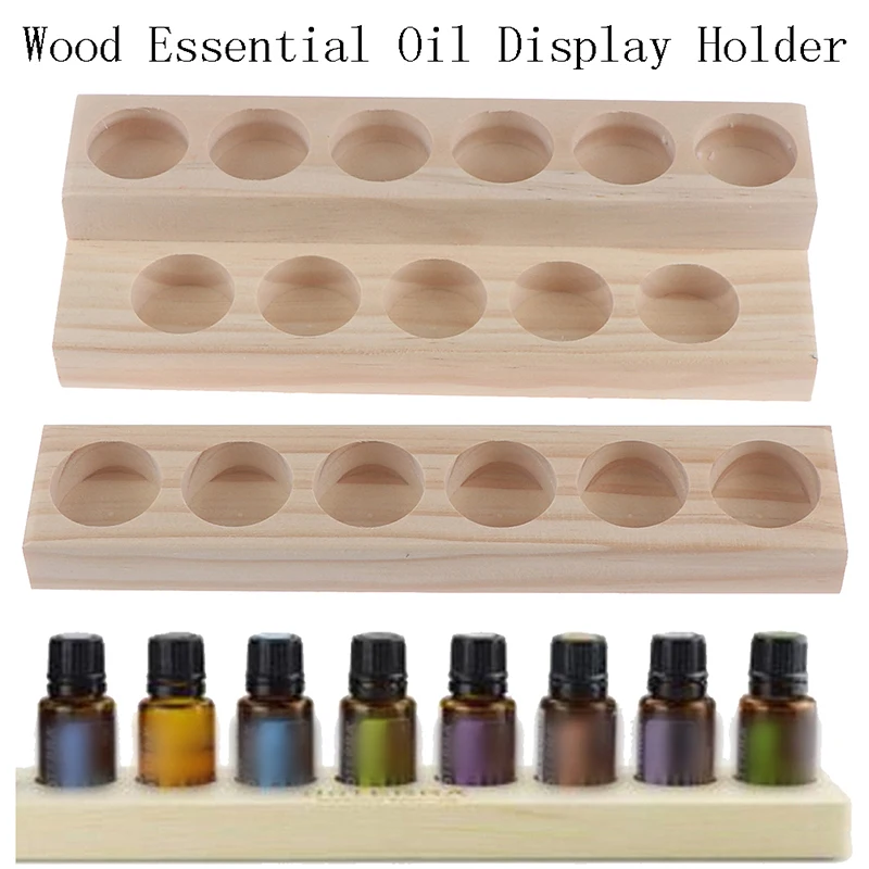 Natural Wood 1/2-Tiers Aromatherapy Perfume Essential Oil Display Storage Organizer Rack Stand Holder for 6/12 Pcs 15ml Bottles | Красота и