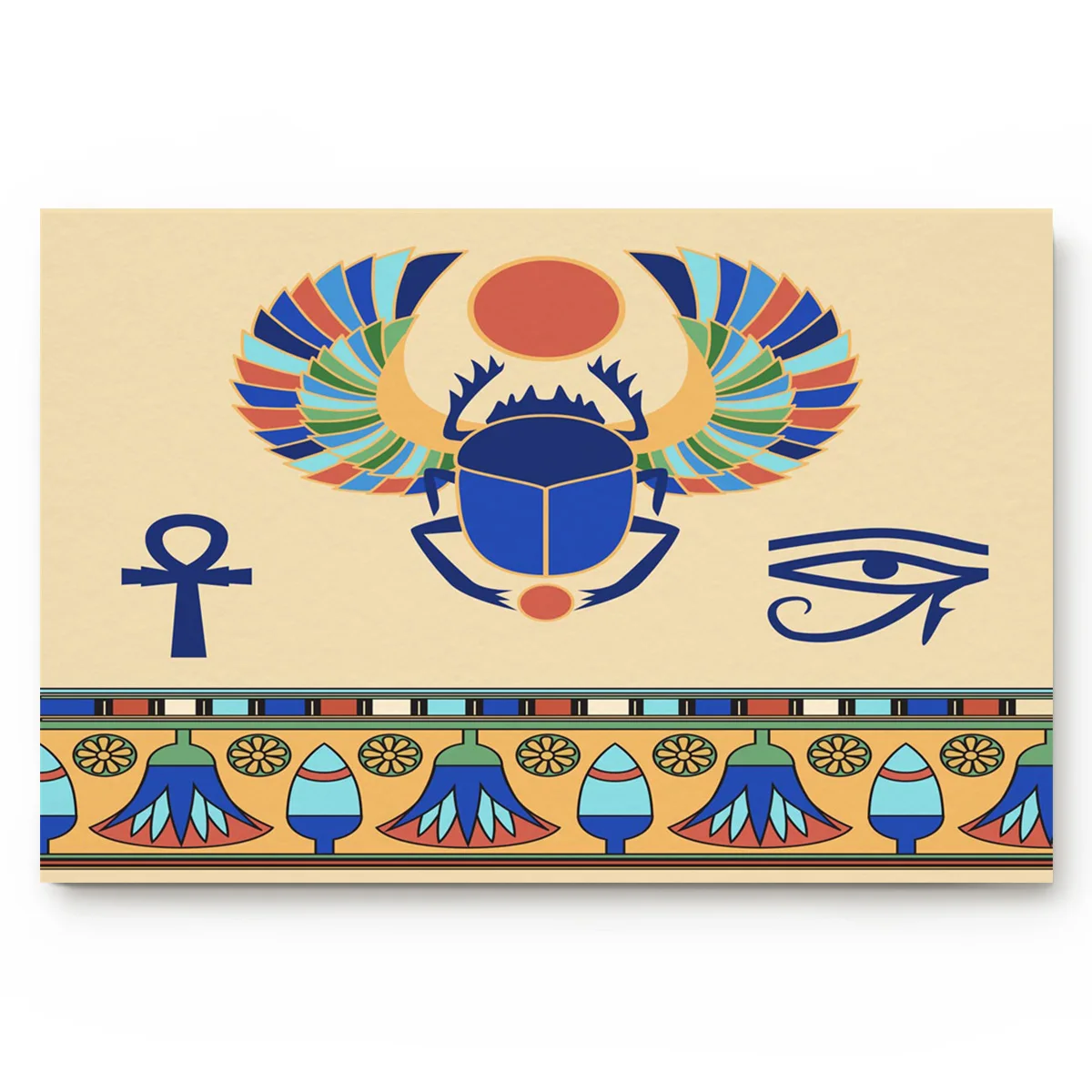 Scarab узор Египетский Гибискус лотоса Жук древнее Животное Искусство Ванная