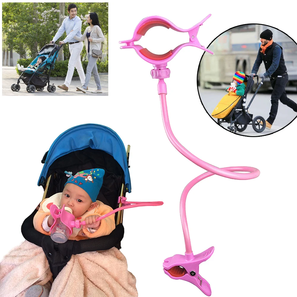 Adjustable Baby Feeding Bottle Clip Holder for Crib Stroller Long Flexible Hands-free Hose Pushchair Bed | Мать и ребенок