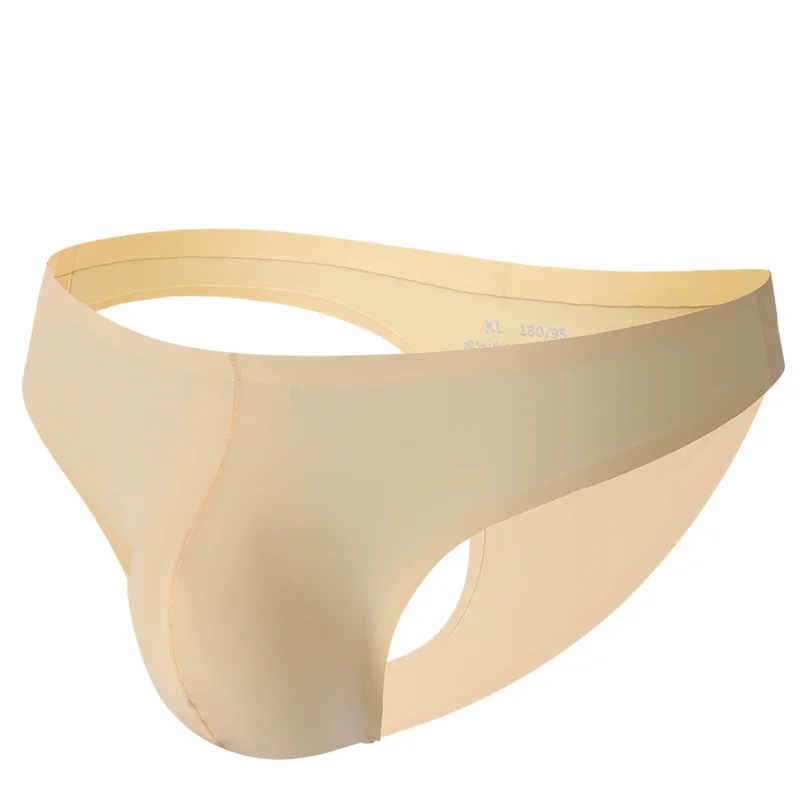 

Men Briefs Ice Silky Underwear Briefs Sexy Solid Color Jockstrap Men Underpants Low Waist Comfortable Breathable Bikini Briefs