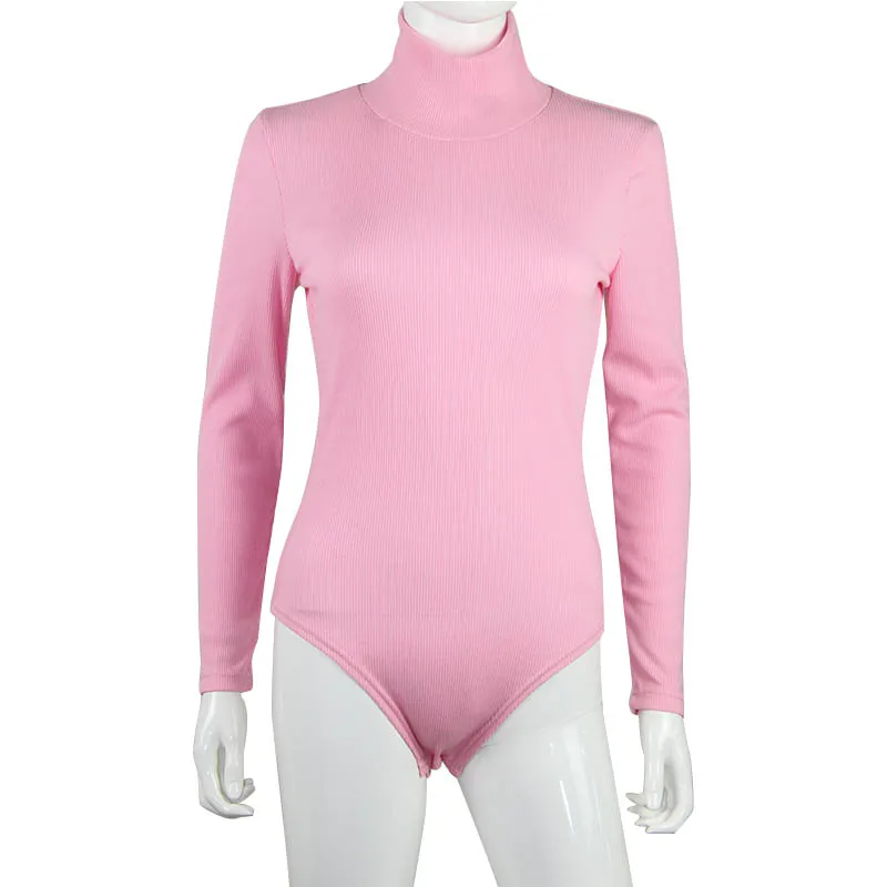 Pink---Romper Ahagaga зимние футболки женские топы Модные неоновые зеленые красные повседневные женские футболки с длинным рукавом Топы женские блузки - Цвет: Pink---Romper