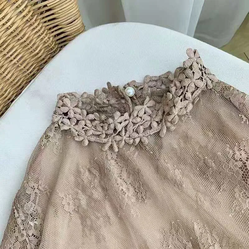 

Hong Kong Style Retro Sweater With Lace Shirt Sweet Pullover Sweaters High Quality Womens Tops And Blouses Chausure Femme