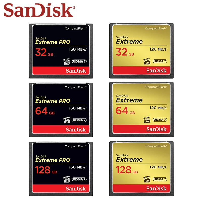 Original SanDisk Memory Card 32GB 64GB 128GB CF Card Extreme PRO High Speed Compact Flash Card for DSLR and HD Camcorder