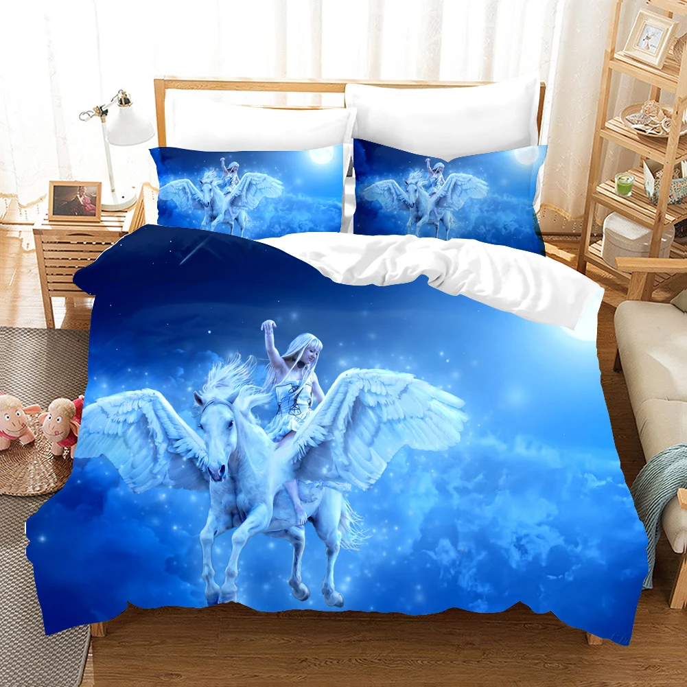 

Science Fiction Horses Bedding Set For Kids Cartoon Aniaml Duvet Cover Twin King Size 3D Quilt Bed Set Wholesale