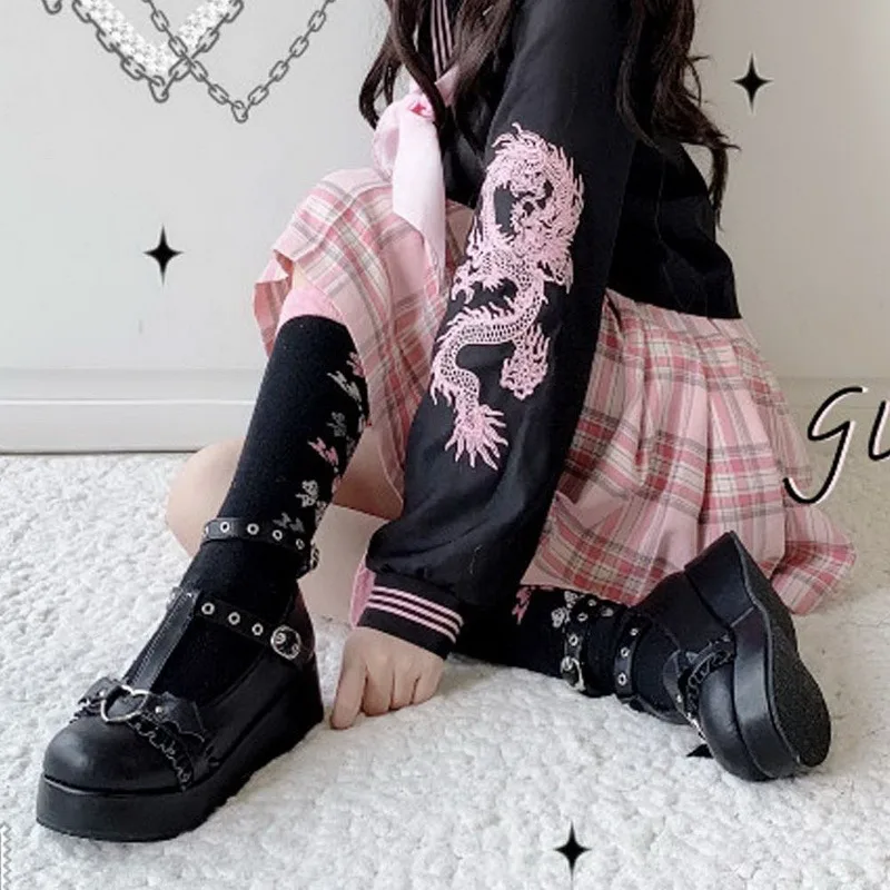 

Fashion Female Cute Women's Pumps Platform Wedges High Heels Buckle Ankle Strap Sweet Gothic Cosplay Lolita Japanese Shoes Woman