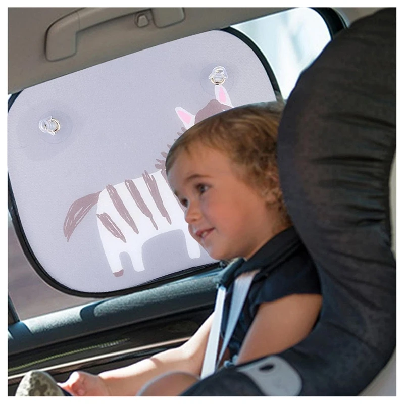 2pcs Car Window Sun Shades - Universal Sunshades Blocks Harmful UV Rays Glare Heat Protection for Your Kids (Zebra) | Автомобили и