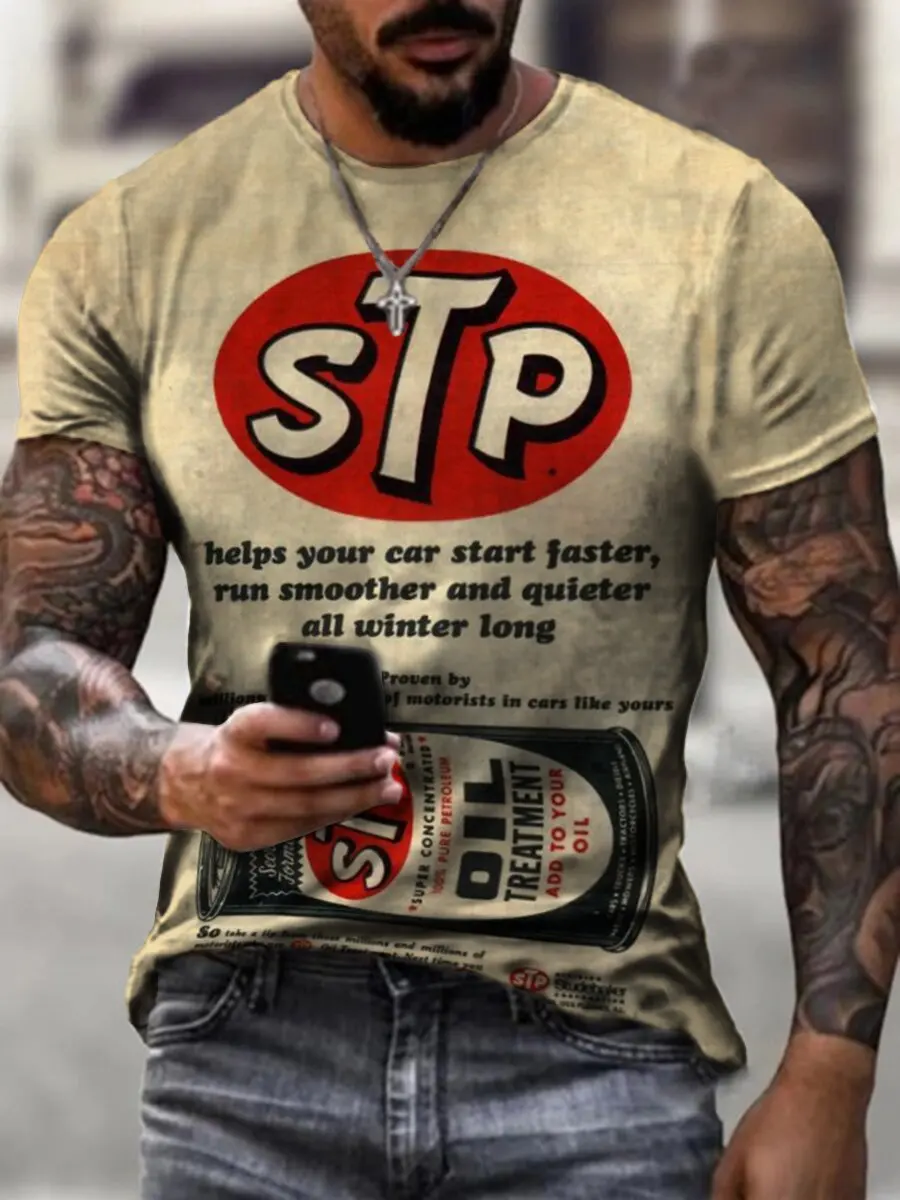 

New Men'S T-Shirt With White, Orange, Blue, And Green 3d Printing Tops, Personality And Leisure Oversized T-Shirt For Men