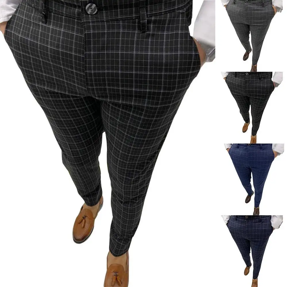 

Fashion Skinny Plaid Pants Men's Comfortable Casual Slim Fit Trousers