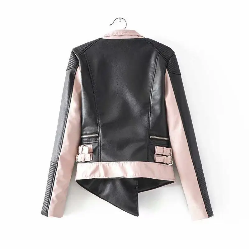 Новое поступление 2020 женская кожаная куртка модная подходящая по цвету верхняя