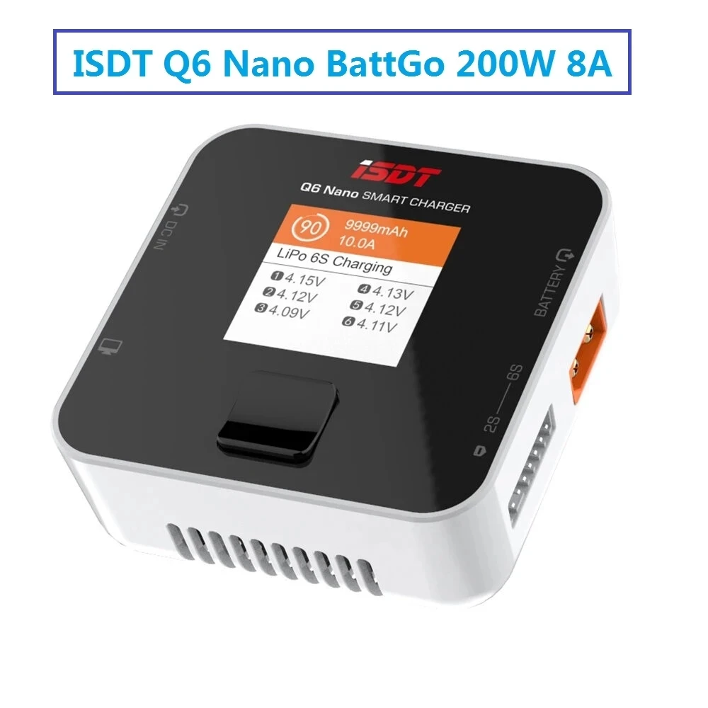 Cargador de bater&iacute;a Lipo ISDT Q6 Nano BattGo 200W 8A, bolsillo colorido para bater&iacute;a Lipo 1-6S-3