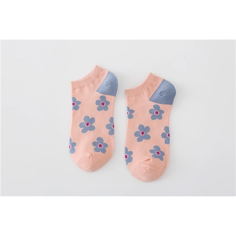 

10pairs/lot Socks Flower Boat Spring New Sweet Series Women's College Wind Cotton Pure Kawaii Flower Splicing Harajuku