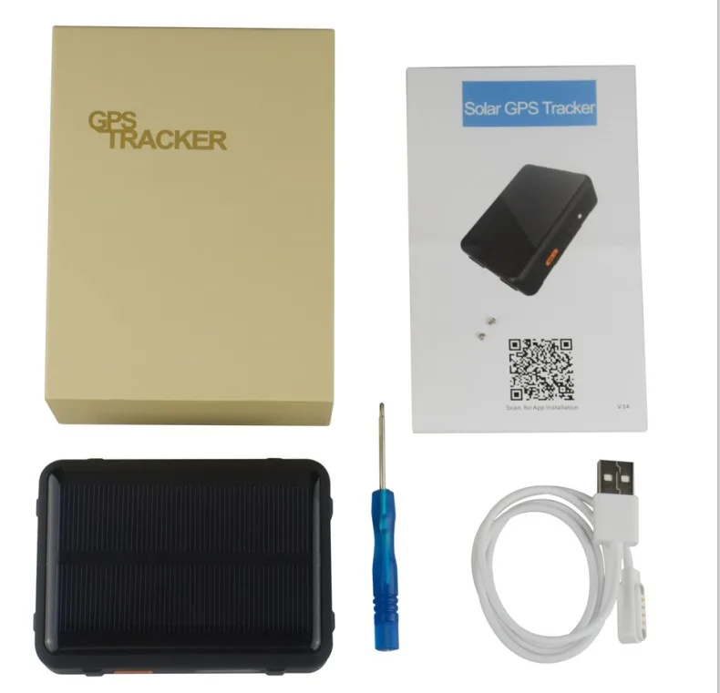 Gps трекер для овец, коровы, скота, лошадей, с RF-V34 солнечной энергии, мощный магнитный gps-трекер, автомобильный локатор, 9000 мАч, долгий режим ожидания - Цвет: With box