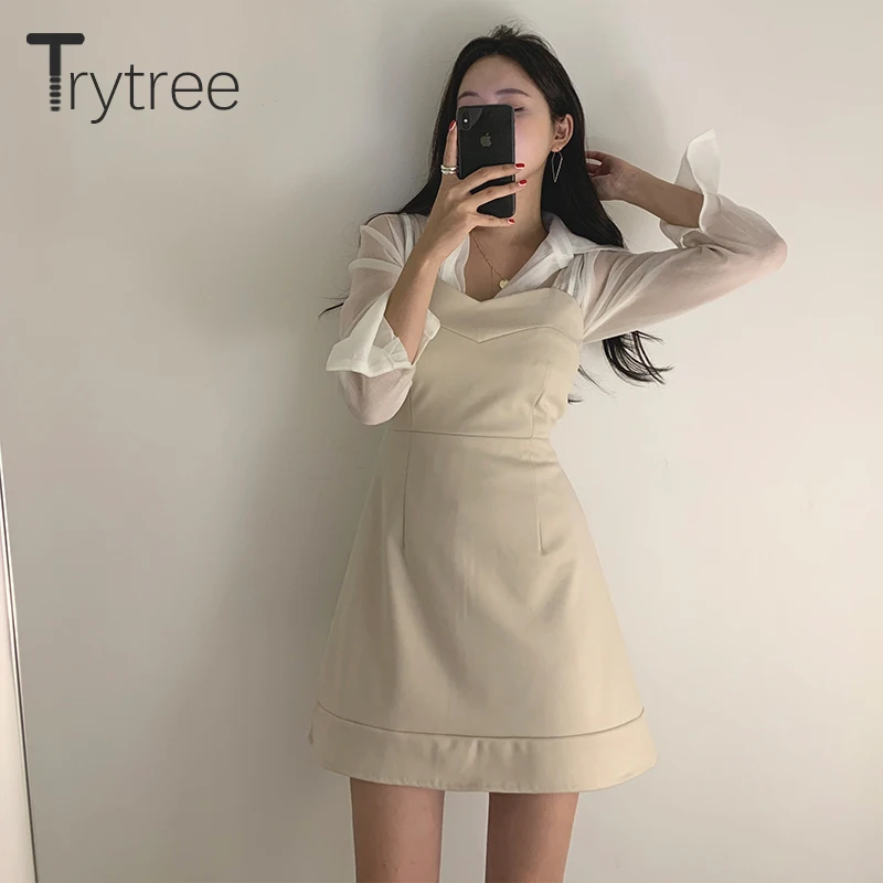 Trytree/Весенний комплект из двух предметов Повседневная однотонная блуза с
