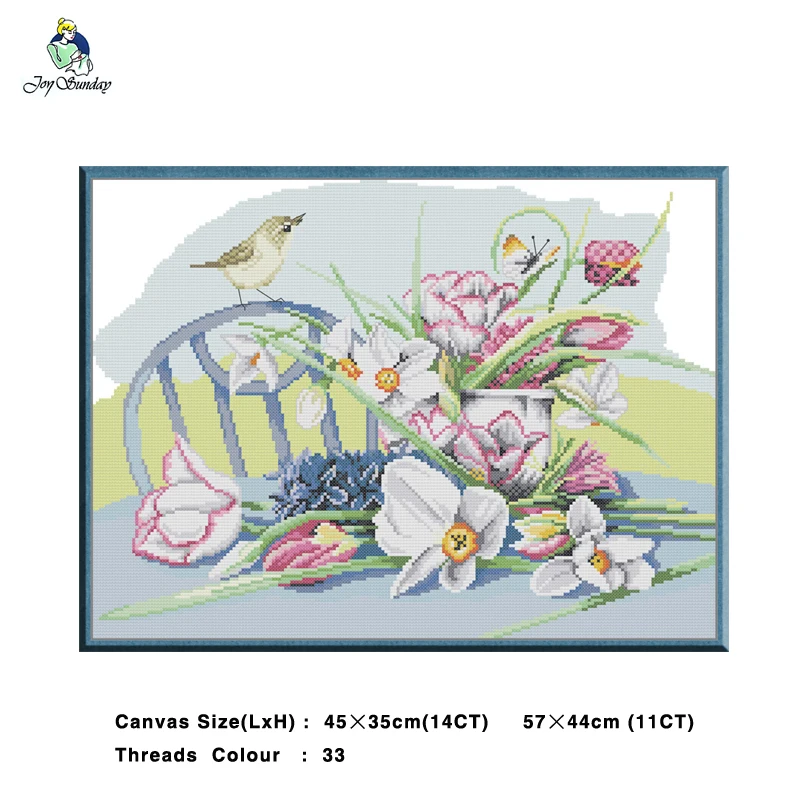 

Birds and Flowers Painting 14CT 11CT Counted Cross Stitch Kits Embroidery Sets Needlework Sets Home Decor