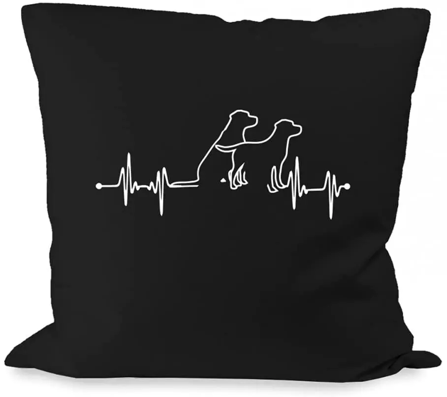 

Квадратная Диагональ 26 дюймов, Мягкая Наволочка для подушки, подушка с изображением сердцебиения, 2 собаки