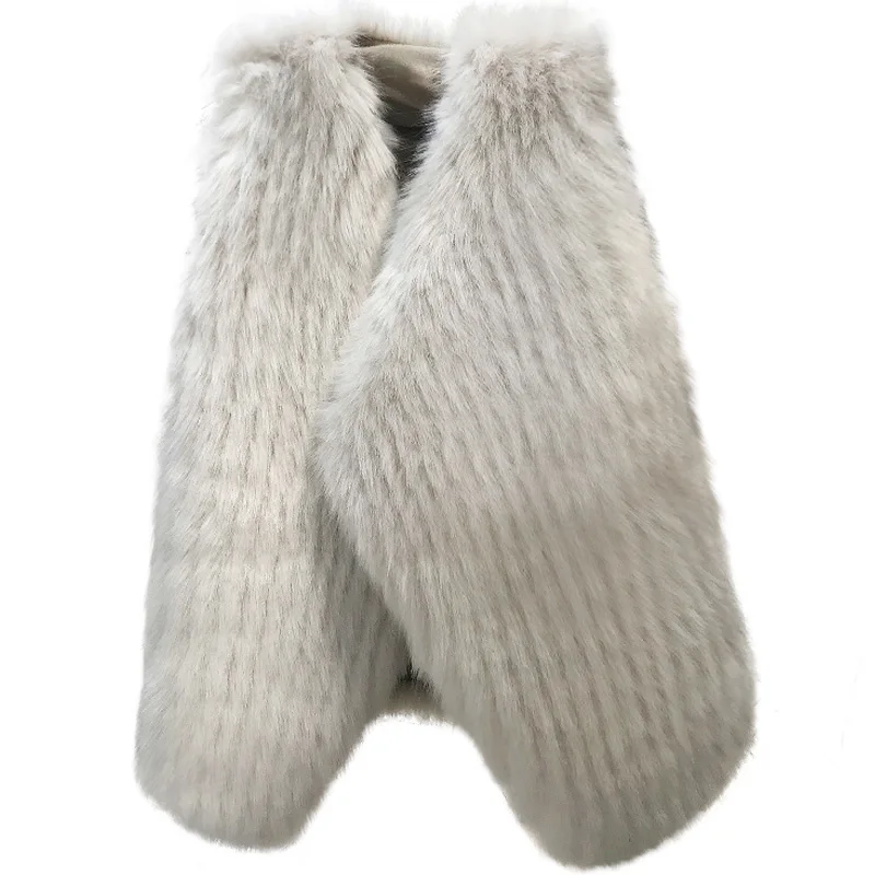 

women artificial long fur vest 2021 new autumn winter loose fox fur vest imitation fur jacket female fluffy plush fur coat