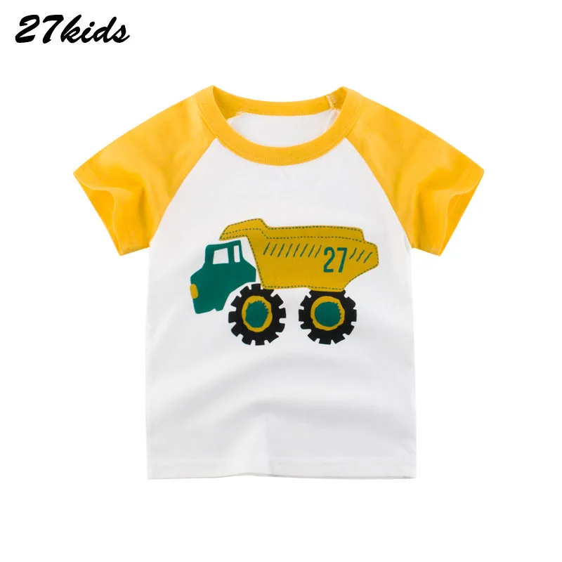Футболка для мальчиков с 27 рисунками тракторов топы летняя одежда 2019 Детские