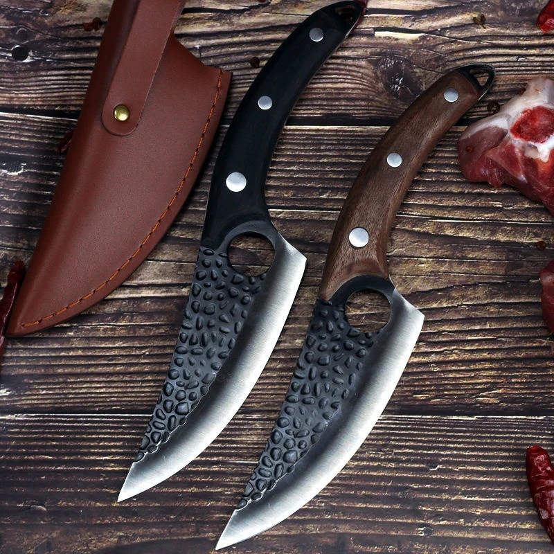 

Cleaver Boning Knives 6 Inch Serbian Knife With Leather Sheath Handmade Forged Kitchen Knife Full Tang Butcher Knives