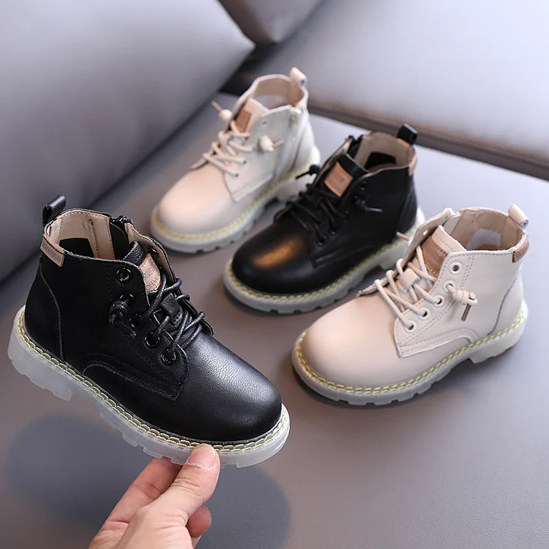 2020 New Autumn Fashion Children Martin Boots Boys Quality Genuine Leather British Girls Mid-top Delicate Stitching | Детская одежда и
