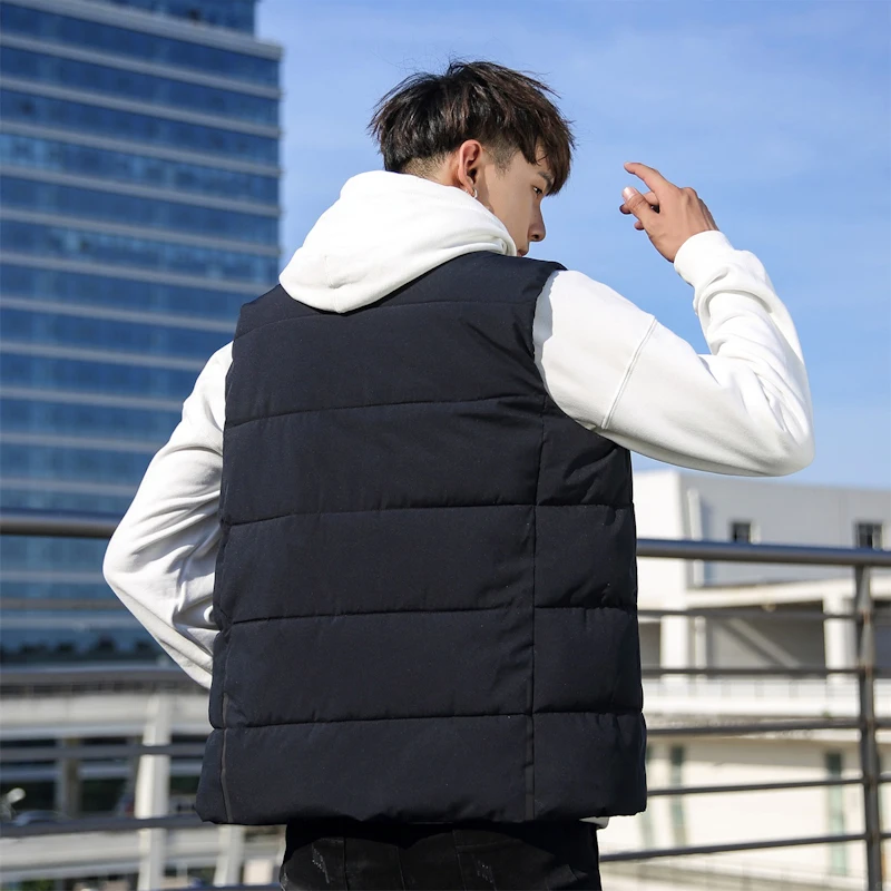 Мужской Хлопковый жилет большого размера зимняя модная безрукавка с капюшоном