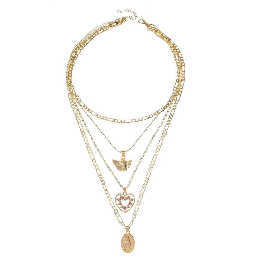 Колье для женщин с сердцем и кристаллом Роза кружевной воротник ключицей