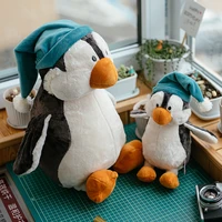 nice plush toy stuffed doll cartoon animal winter hat nightcap penguin brother ice guy bedtime story christmas birthday gift 1pc