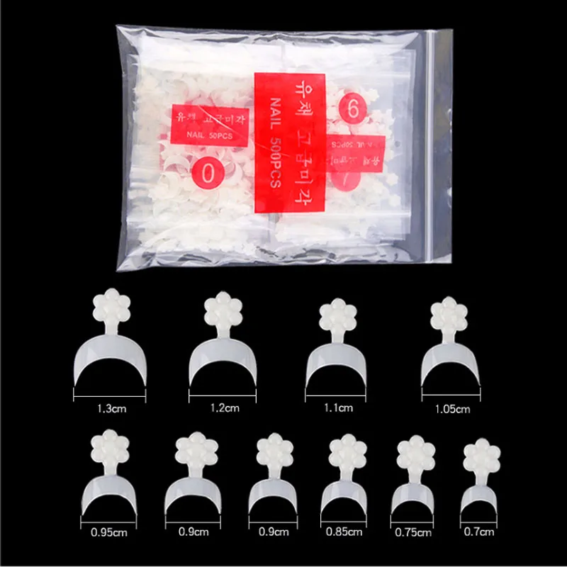 

Fake Nails Acrylic French Manicure Scallop Edge Nail Plate The Plum Blossom Armour Nails Art Salon Tips False Nails 500Pcs/Pack