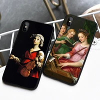 art painting saint cecilia luxury phone case for iphone 13 11 pro 12 mini xs max 7 8 plus se mobile shell x 5 6 xr 10 hard cover