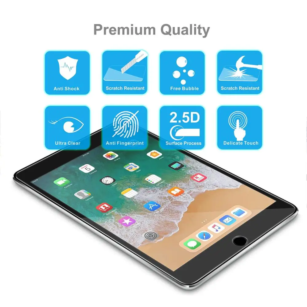 

Tempered Glass For Apple iPad Air 5 6 Mini 5 4 3 2 1 Screen Protector For iPad Pro 9.7 10.5 11 2017 2018 Tablet Protective Film