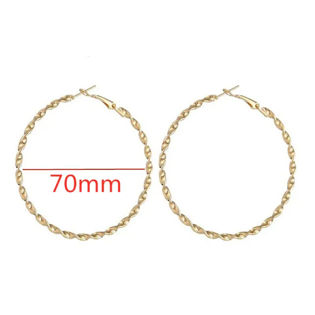 918 gold 40 мм 60 мм 70 мм 80 мм большие гладкие Круглые Серьги Brincos Простые Вечерние серьги с круглыми петлями для женщин ювелирные изделия - Окраска металла: 918 gold