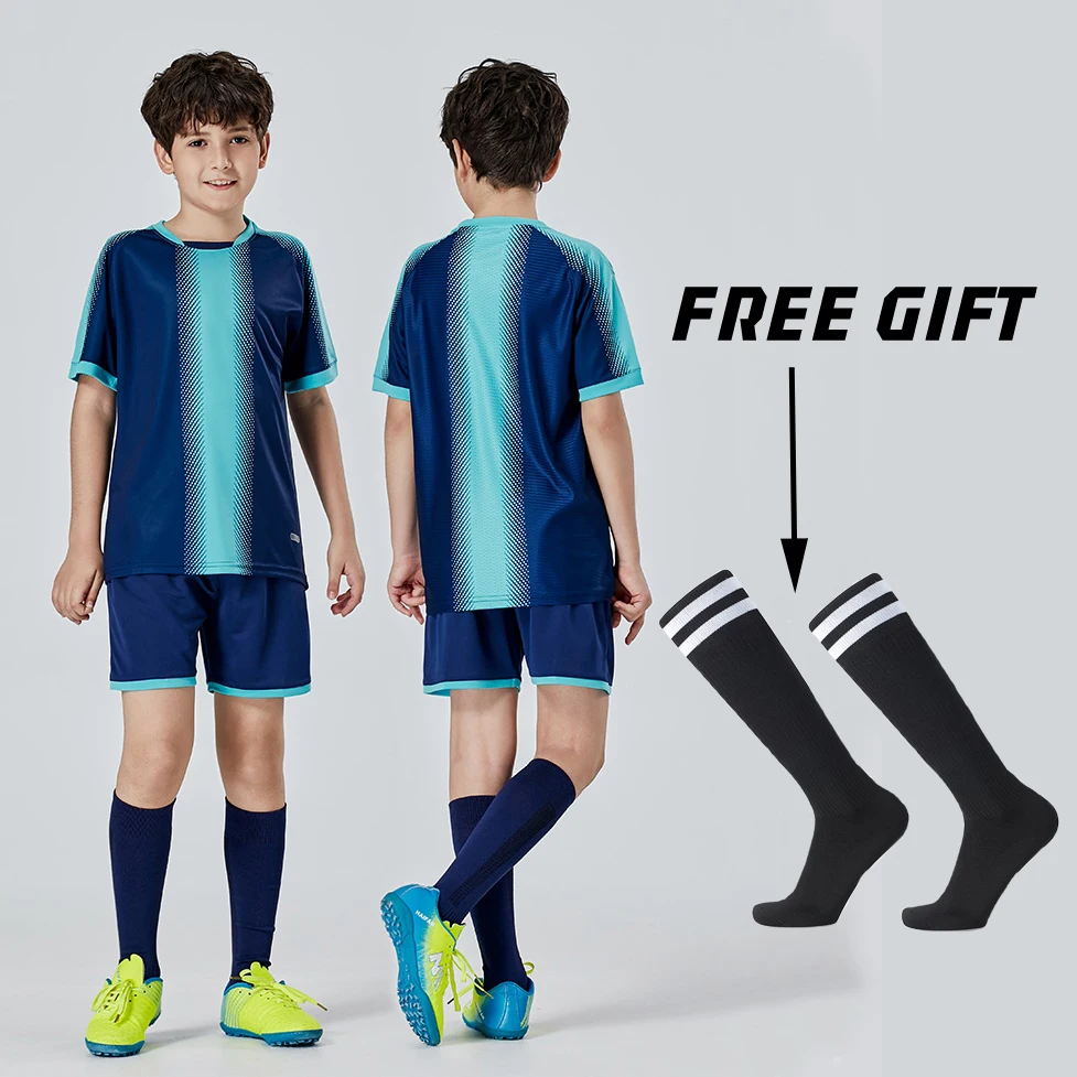 

Free socks soccer uniform kids Boys Jersey Sublimation Set Girl jerseys Football Shirts jersey set Sports Uniform Training Suit