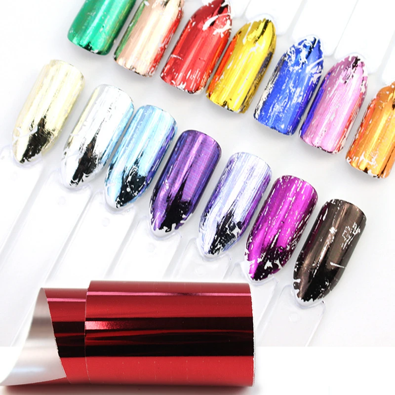 14 шт./лот металла Цвет Фольга для ногтей наклейки-лак Звездное переводная