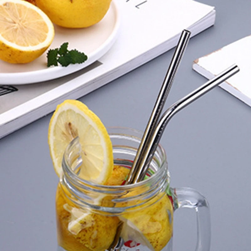 4 шт. соломинки из нержавеющей стали многоразовые металлические трубочки для