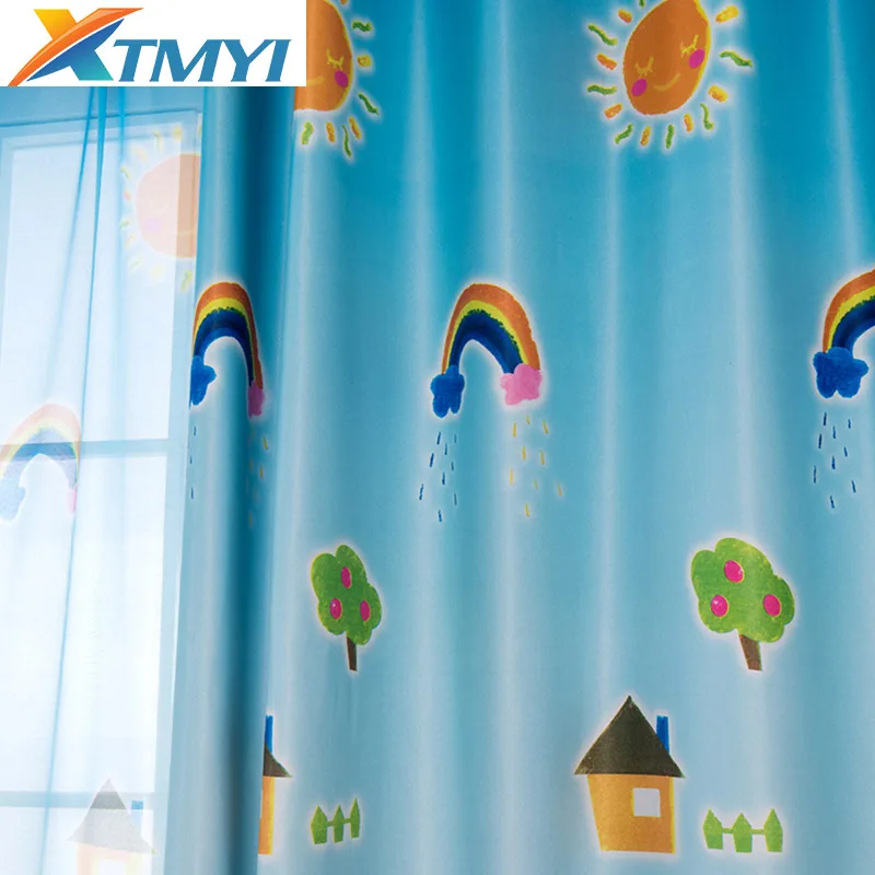 XTMYI Мультяшные голубые затемняющие шторы для мальчиков/девочек детской спальни с