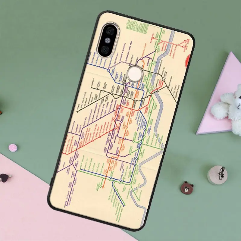 London Underground Tube Map Case For Redmi Note 11 10 9 Pro 10S 9S 8T 7 8 Cover 9C 9T 9A | Мобильные телефоны и