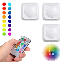dimmable lighting led remote control night light wireless cabinet lamp 16 color rgb home bedroom kitchen closet atmosphere light