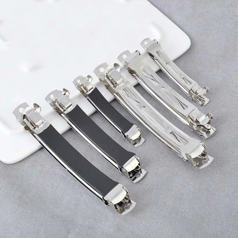 

1pcs French Barrette Style Spring Hair Clips Automatic Clip Blank Width Setting Rhodium Bow Hairpin Supplies For Jewelry Making