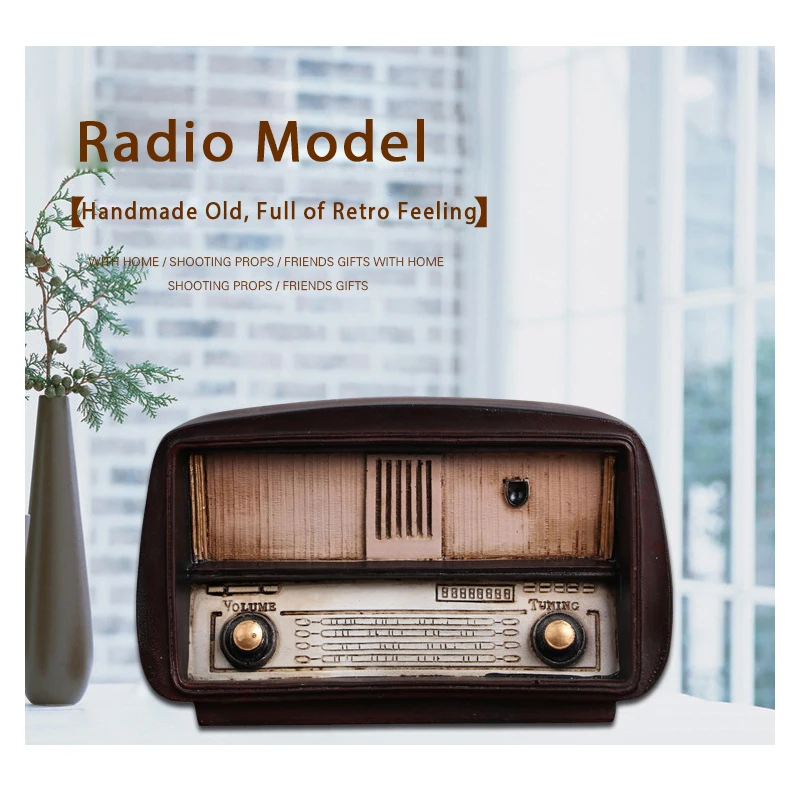 

Europe style Resin Radio Model Retro Nostalgic Ornaments Vintage Radio Craft Bar Home Decor Accessories Gift Antique Imitation