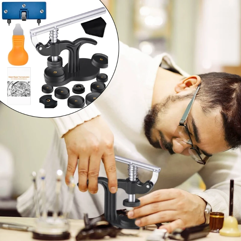 

16Pcs Watch Press Tool with Watch Battery Replacement Kit Fitting Dies for Watch Back Remover Closer Repair