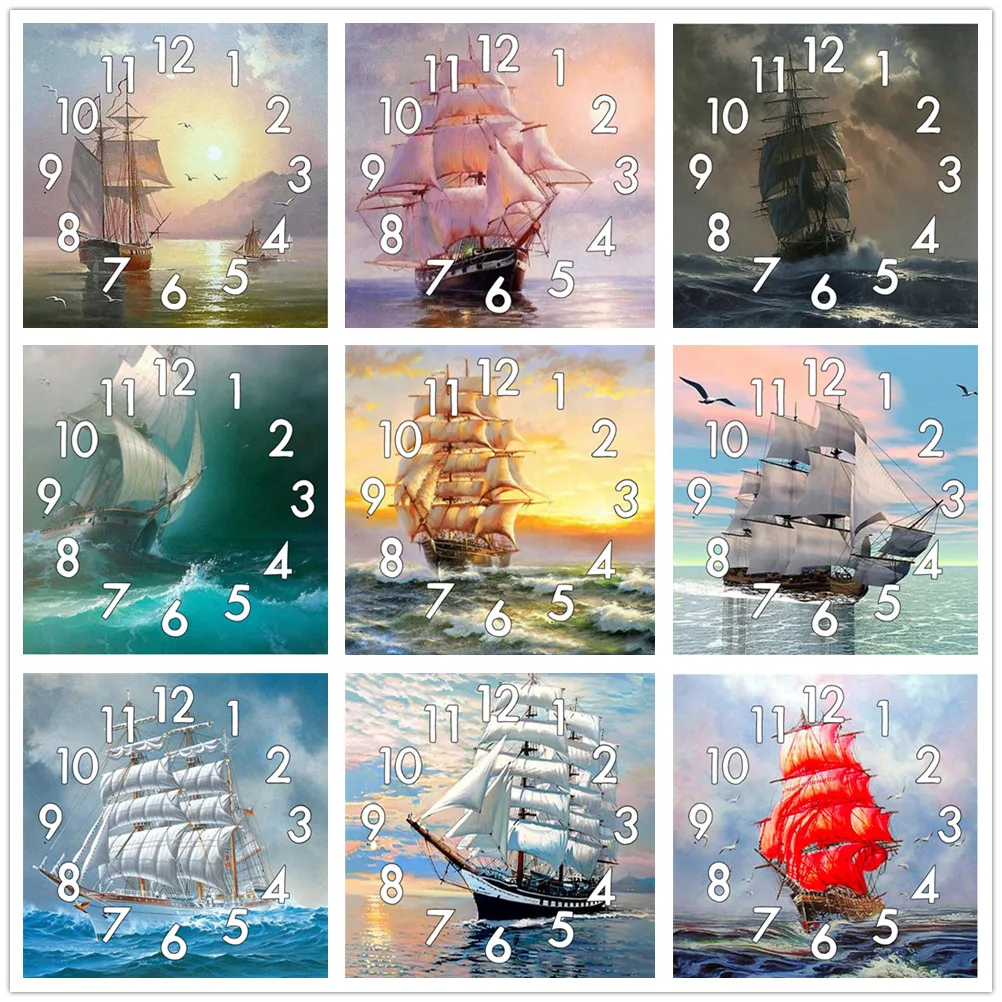 

Dpsprue Full Diamond Painting Cross Stitch With Clock Mechanism Mosaic 5D Diy Square Round Ship Scenery 3d Embroidery Gift HG128